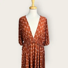 Tigerlily Dress Boho Rust Brown Mini Hippie Cottagecore Festival Sz US 6 AU 10 