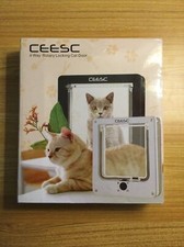 CEESC Pet Cat Magnetic Door w/ 4-Way Rotary Lock, Large White, B1- B40