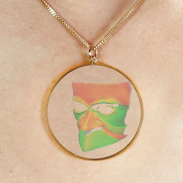 9ct Gold Hologram Pendant - Mask (Large) + 20"" Chain