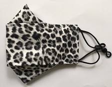 Handmade Grey Print Leopard 100 Cotton Fabric Face Mask For Adult FREE SHIPPING