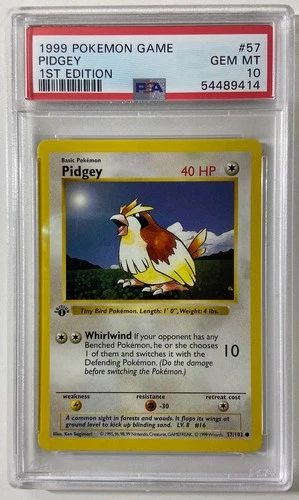 Pokemon - Base Set 1st Edit. 1999 Shadowless "PIDGEY" PSA 10 Gem/Mint #57/102.
