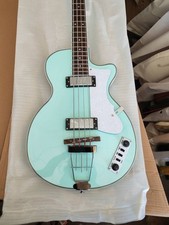 Violin Club Green Electric Bass Guitar 30" Short Scale White Pearl Pickguard