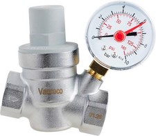 VANCOCO Druckminderer Wasser 3/4 Zoll DN20 mit Manometer, Wasserdruckregler aus