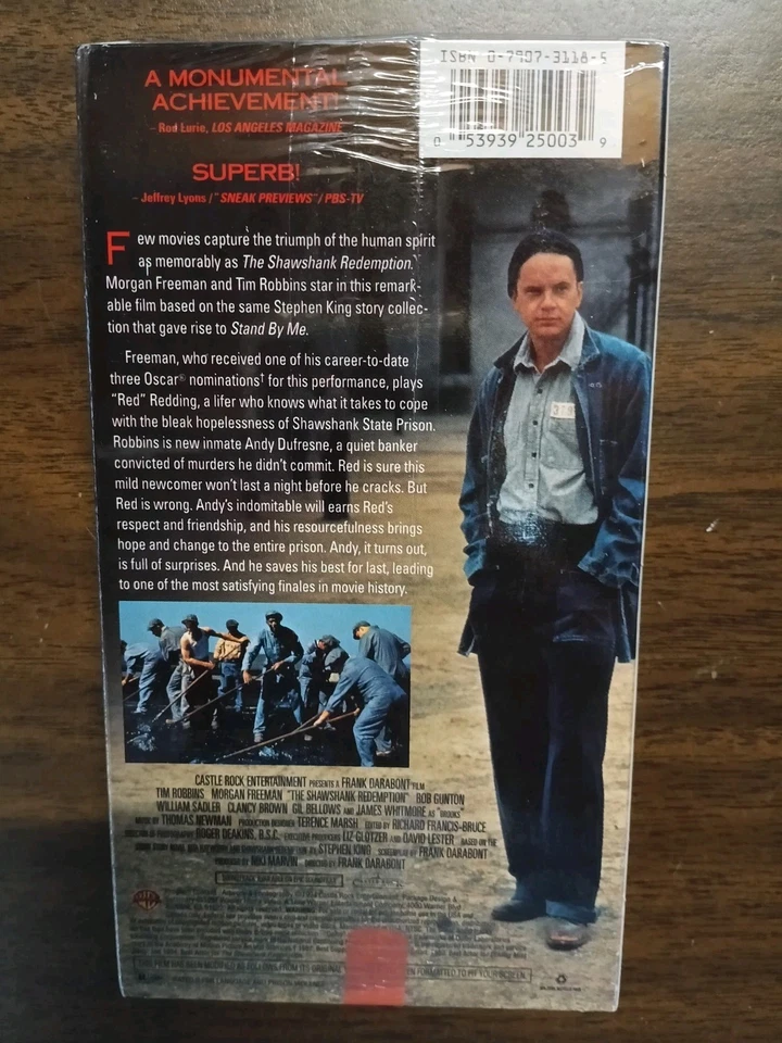 SHAWSHANK REDEMPTION (1994) Sealed VHS Cassette Tape Freeeman Robbins Murder - Image 2 of 3