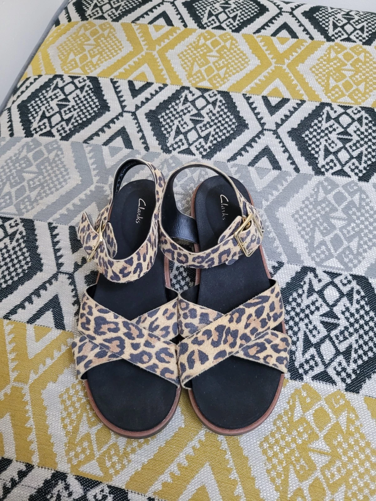 Sandali alla caviglia Clarks Orinoco Cross stampa leopardata due parti taglia 5 EU 38