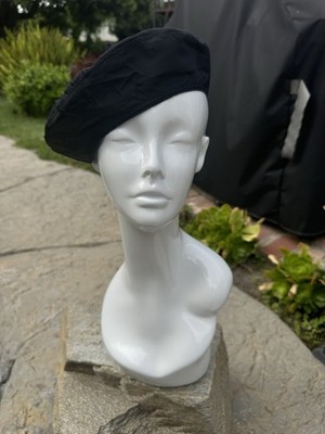 PRADA Black Nylon Beret Hat Cap Size M Minimalist Love Story  display picture 1