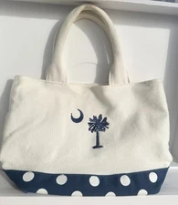 South Carolina Small Canvas Tote Bag, Palmetto Moon, Maggie & Merrill, Brand New