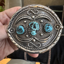 Dang! Southwest Sterling & Turquoise Vintage Belt Buckle Cleo Frank Falkner
