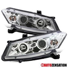 Fit 2008-2012 Honda Accord Coupe LED Halo Projector Headlights Left+Right 08-12