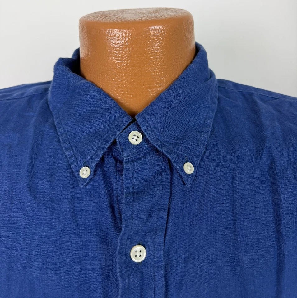 Ralph Lauren Shirt Men XL Linen Minimal Blue Button Down Outdoors Casual Preppy - Image 3 of 4
