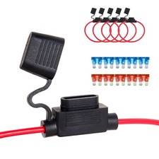 5 Pack Inline Fuse Holders 12V, 16 Gauge AWG, with 10 Pcs 10A 15A ATC/ATO B...