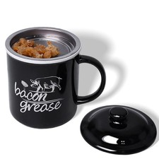 Ceramic Bacon Grease Container with Strainer, 25 oz Cooking Oil Storage Can G