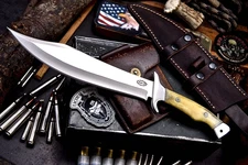 CFK Handmade AUS 10 Custom CAMEL BONE Hunting Camping Chopper Bowie Knife SET A