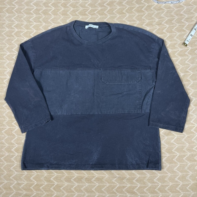 zara womens top shirt basic small black S block middle s