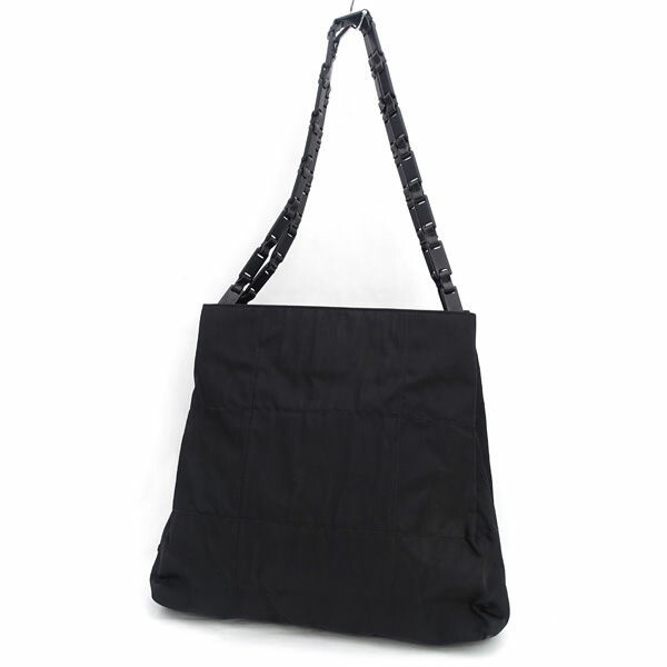 Prada Nylon Black Semi-Shoulder Bag with Plastic Handle Y0708