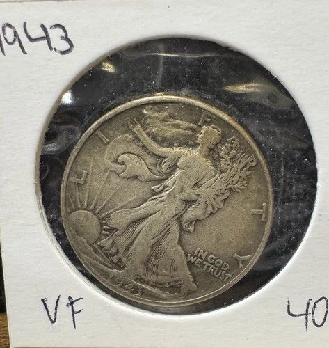 1943 P 50C Silver Walking Liberty Half Dollar VF