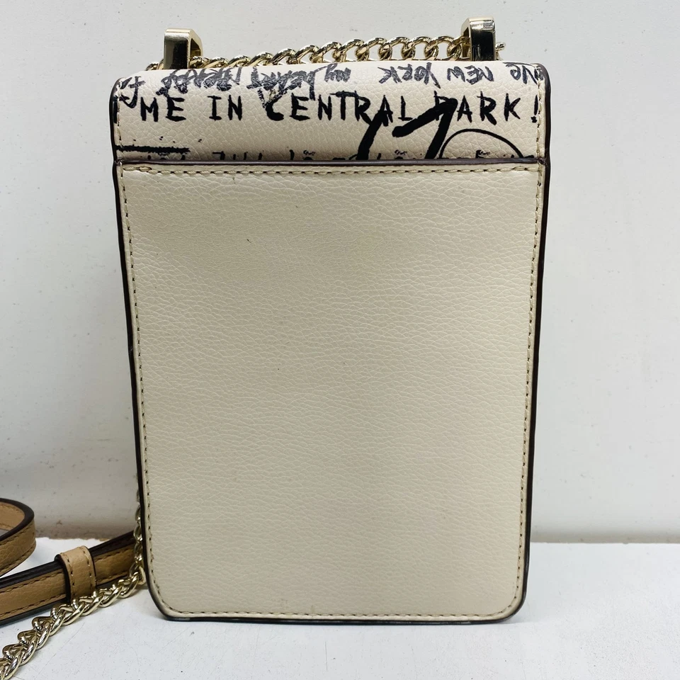 DKNY Women White Graffiti Leather Magnetic Crossbody - Image 2 of 4