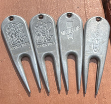 Lot of 4 Metal 2-Prong Golf Divot Tools, Silv...