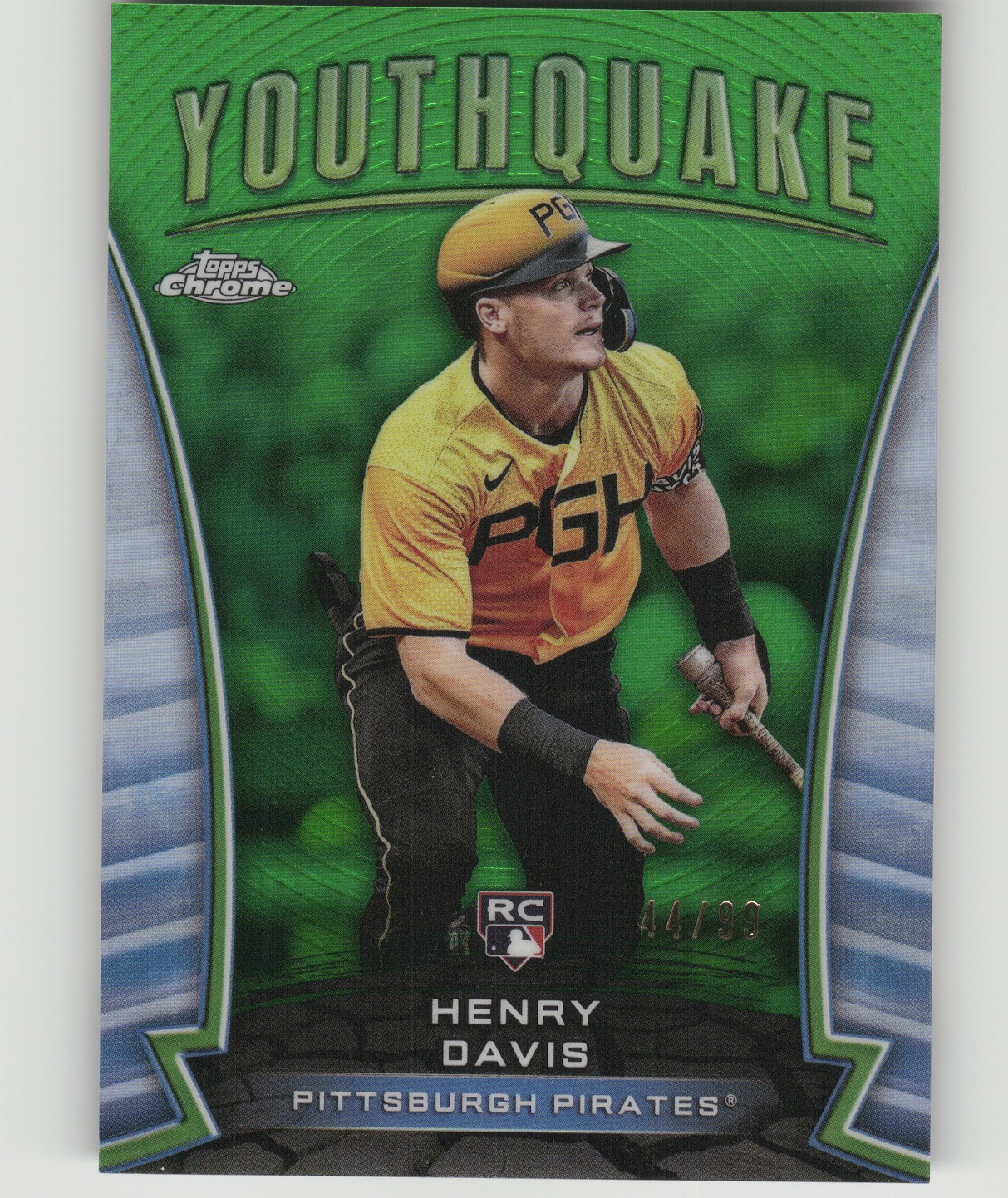 2024 Topps Chrome Henry Davis #YQ-19 Youthquake Green Sonar Refractor RC 44/99