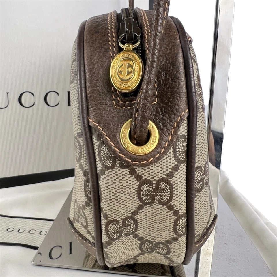 Vintage GUCCI Crossbody Bag Sherry PVC Leather Brown Shoulder Purse Authentic - Image 4 of 4