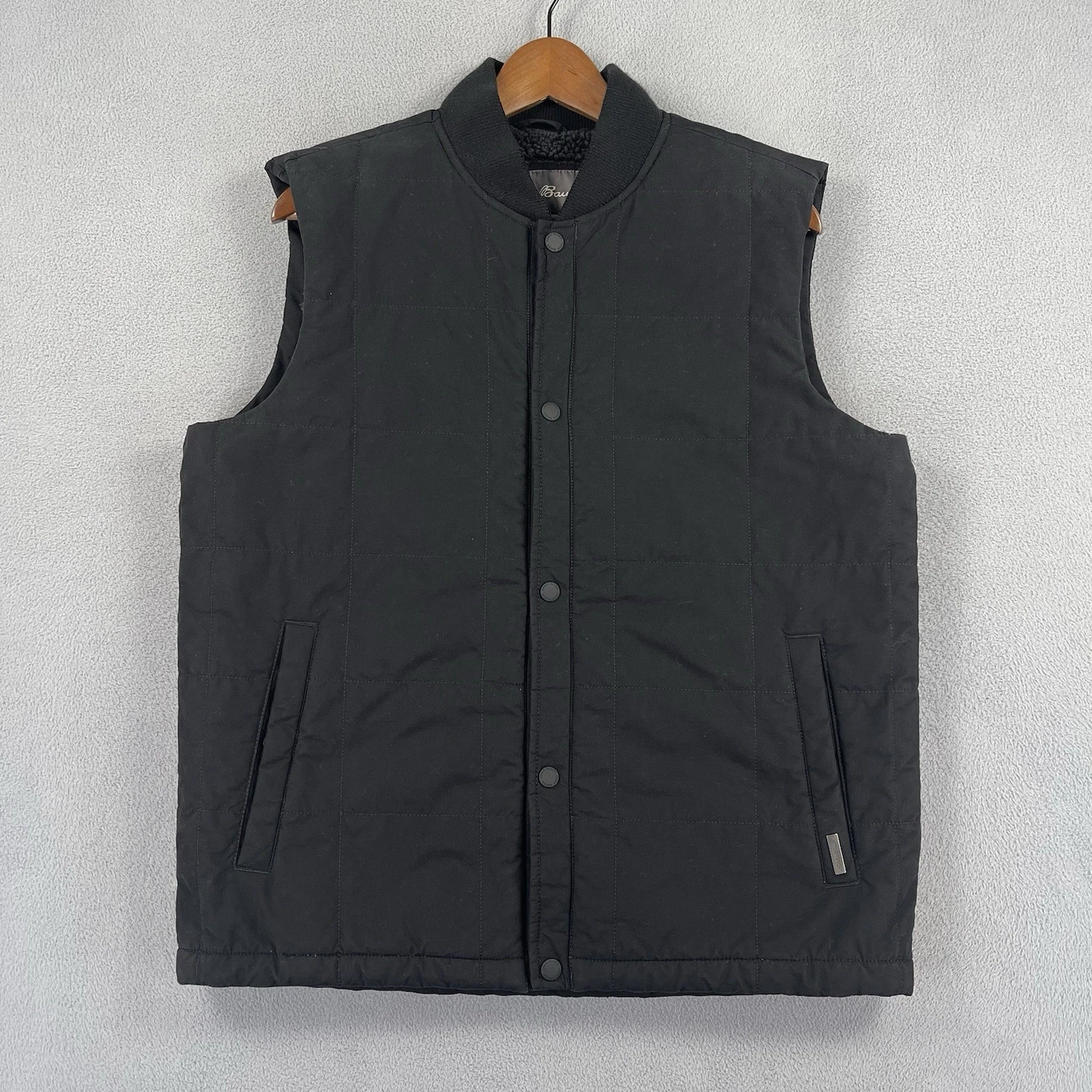 Eddie Bauer Vest Men’s Medium Black Fleece Sherpa Lined Button Front Pockets