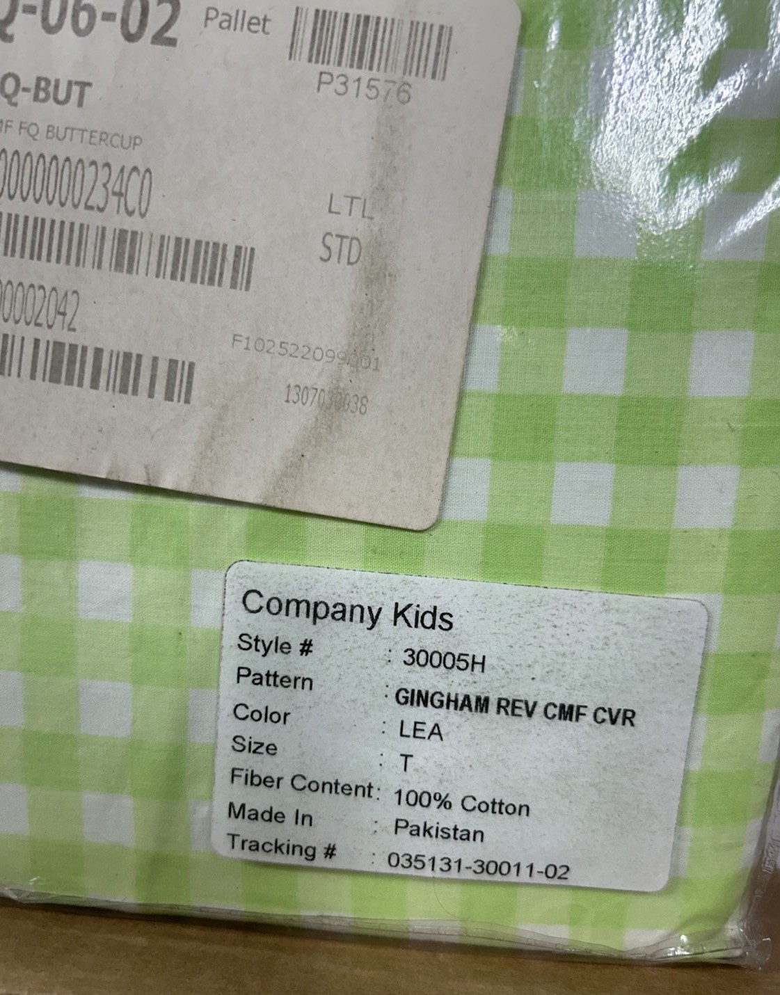 The Company Store Reversible Gingham Twin Comforter Cover Leaf Green