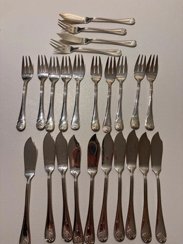 Service à poisson 3 pièces, argent et métal argenté, orfèvre