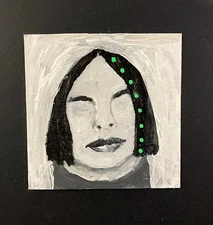 Original Portrait Painting Naive Primitive Peaceful Woman Wall Art Miz Katie