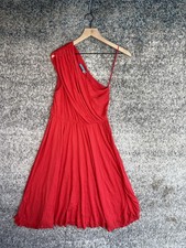 Alice + Olivia Dress Womens Small Red One Shoulder Draped Rayon Lined Cocktail