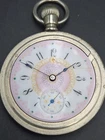 Antique 1895 Waltham 18s Pocket Watch Jammed Crown For Repair Fancy Enamel Dial