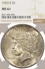 1923-S $1 NGC MS61 Silver Peace Dollar San Francisco