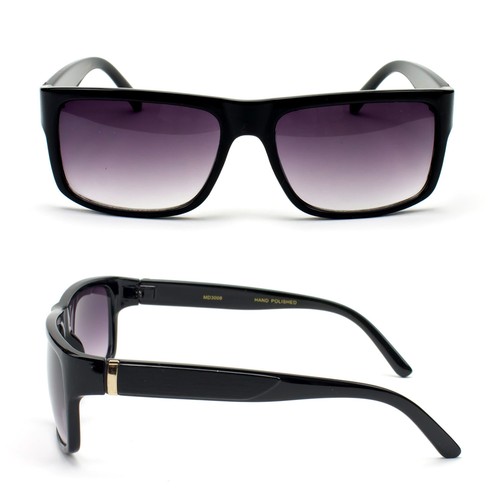 Sunglasses 2 Pack Rectangular Plain Classic Style Black White Brown - Picture 3 of 11