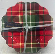 Set Of 4 Tartan Plaid Red Green Melamine Salad Plates Christmas Tommy Bahama New