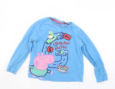 Muskat Jungen blau Baumwollmischung Pyjama Oberteil Größe 2-3 Jahre George Pig