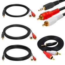 3.5mm to RCA Cable 2RCA to 3.5mm 2-RCA to AUX Cord Adapter Stereo Audio Y-Cable