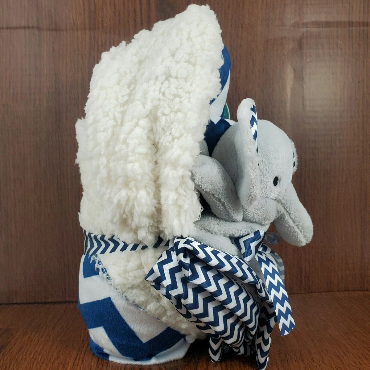 New 2pc Baby Boy Set: Elephant Lovey u0026amp; Blue Sherpa Blanket ~ Aldi  Little Journey | eBay