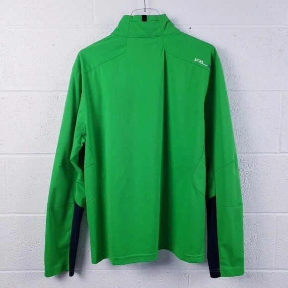 RLX Ralph Lauren яркий зеленый 1/4 молнии длинным рукавом эластичной впитывающий пуловер большой - Изображение 2 из 4