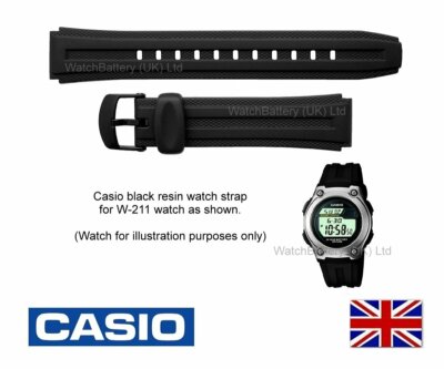 W-211 Casio Watch Strap Band W-211, W211, W-211-1 Strap Code:736-FW2-16 BLACK