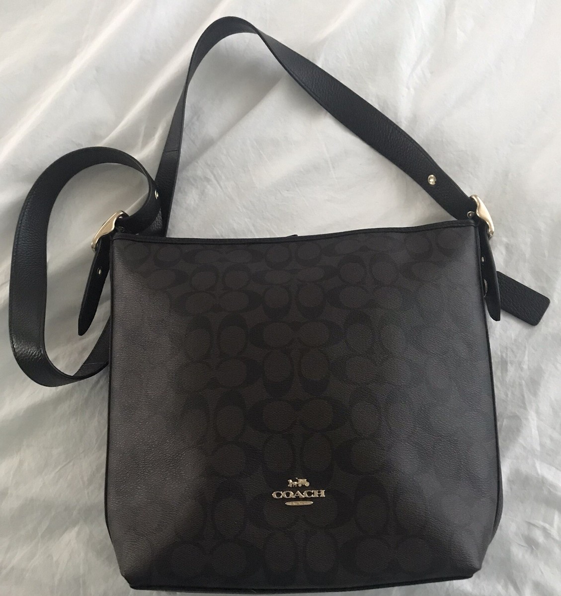 Coach Val Duffle Signature Canvas Pebble Leather Crossbody Duffle