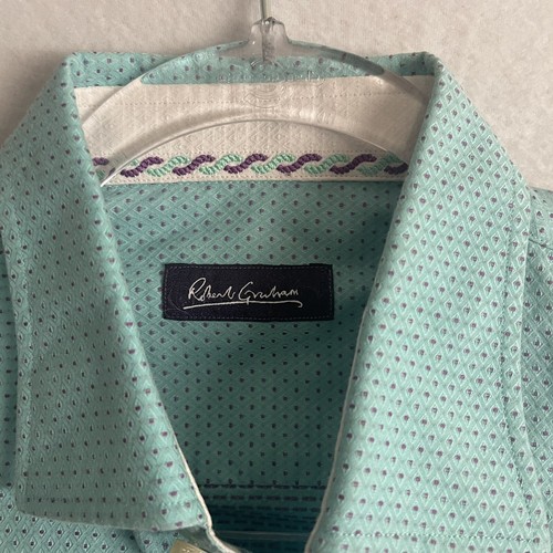 Robert Graham Shirt Boys S 8 Turquoise Purple Flecked Button Down Long Sleeve - Picture 4 of 8