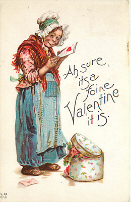 #ad #ad Valentines Postcard Irish Woman Gets a Foine Valentine V48 S A Brundage $12.23