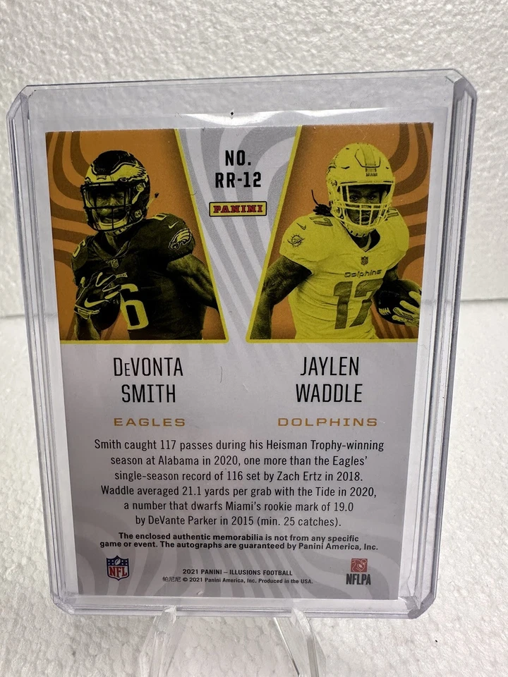 2021 Illusions #RR-12 DeVonta Smith Jaylen Waddle Rookie Patch Auto #1/3  🔥🔥 - Image 2 of 4