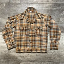 Vintage 80s Billy The Kid Boys Jacket Size 12 Plaid Button Cowboy Western Rare