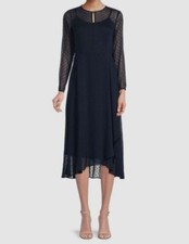 Tommy Hilfiger Womens Blue Clip Dot A Line Dress Size 6
