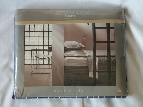 Vintage Martex Twin Flat Sheet Percale Blue with White Stripes Wall Street New - Picture 2 of 4