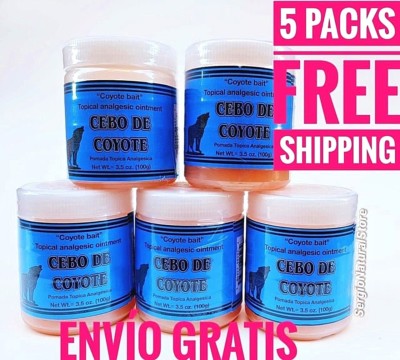 (5 Packs) CEBO DE COYOTE POMADA 3.5 oz EACH COYOTE BAIT ANALGESIC MADE IN MEXICO