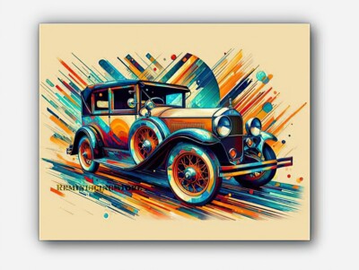 Vintage Car Chrysler Model B-70 1920s Picture art splashes of paint  #2 Reprint