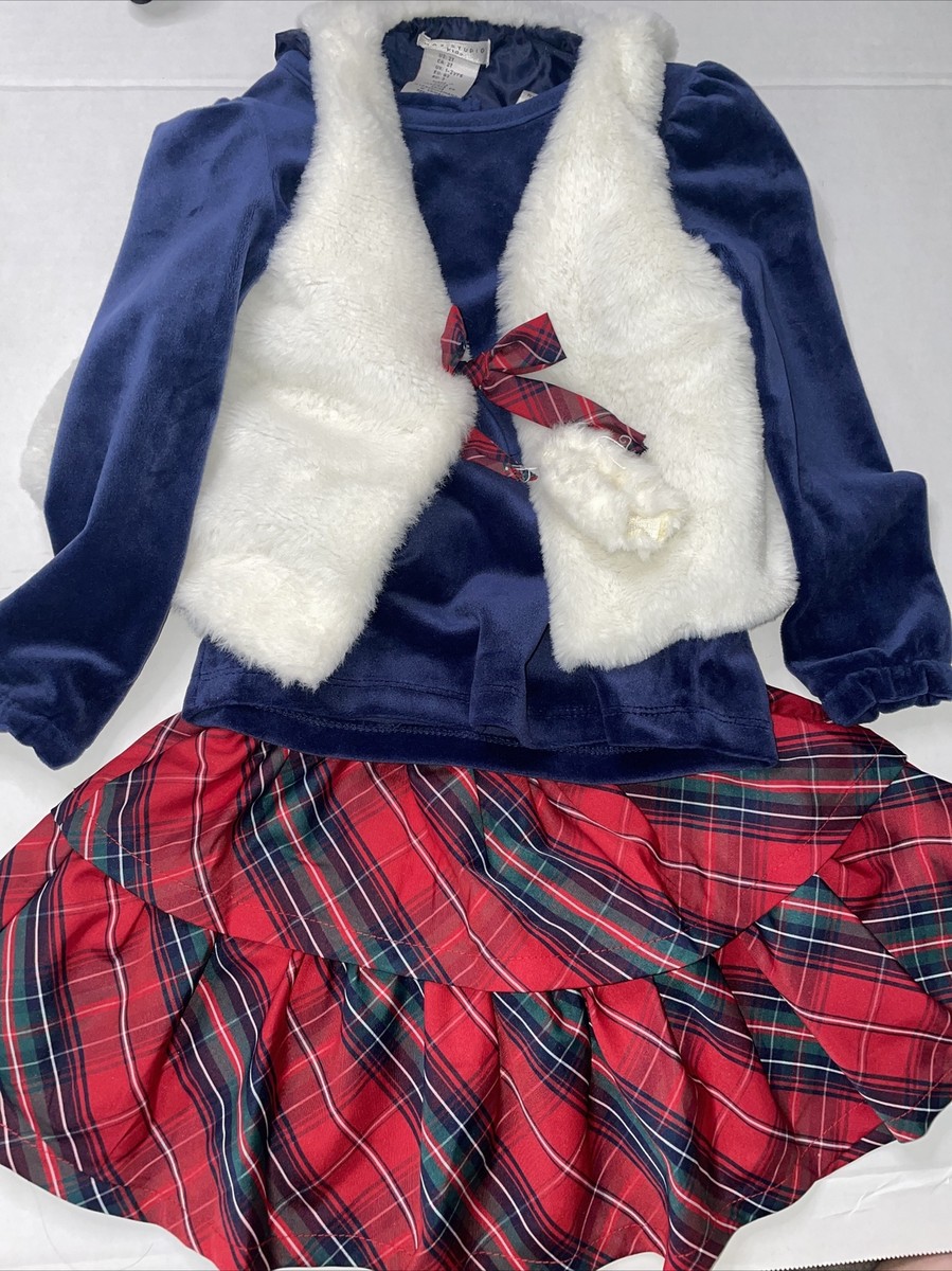 Max Studio Baby Girls Three Piece Set Size 2T Christmas Pattern