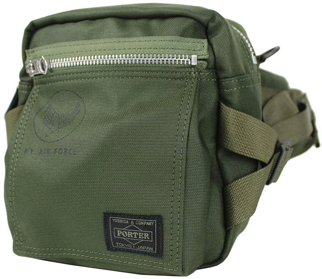 Yoshida Bag PORTER FLYING ACE WAIST BODY BAG Olive 863-16810 MADE IN JAPAN New