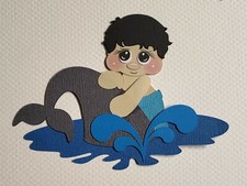 Swimming With Dolphins Boy Black Hair Scrapbook, Card Making Paper Piecing